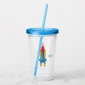 ロケット船の漫画イラストレーション アクリルタンブラー (裏面)