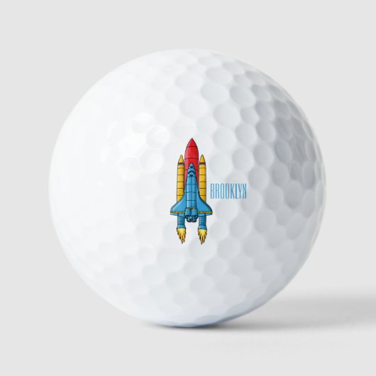 ロケット船の漫画イラストレーション ゴルフボール (正面)