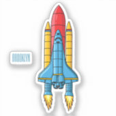 ロケット船の漫画イラストレーション シール (正面)