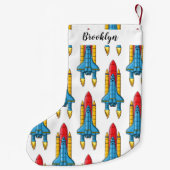 ロケット船の漫画イラストレーション スモールクリスマスストッキング (裏面)