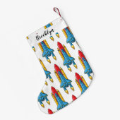 ロケット船の漫画イラストレーション スモールクリスマスストッキング (裏面 (吊り時))