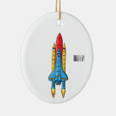 ロケット船の漫画イラストレーション セラミックオーナメント (右)