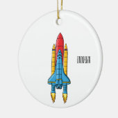 ロケット船の漫画イラストレーション セラミックオーナメント (左)