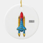 ロケット船の漫画イラストレーション セラミックオーナメント (裏面)