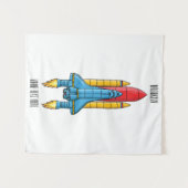 ロケット船の漫画イラストレーション タペストリー (正面(横))