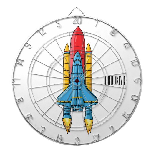 ロケット船の漫画イラストレーション ダーツボード (正面)