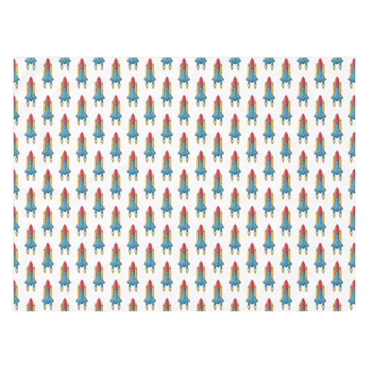 ロケット船の漫画イラストレーション テーブルクロス (正面(横))