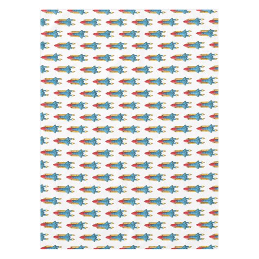 ロケット船の漫画イラストレーション テーブルクロス (正面)