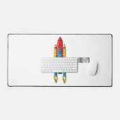 ロケット船の漫画イラストレーション デスクマット (キーボード&マウス)
