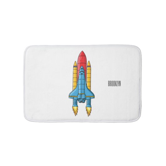 ロケット船の漫画イラストレーション バスマット (正面)