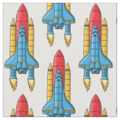 ロケット船の漫画イラストレーション ファブリック (クローズアップ)