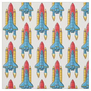 ロケット船の漫画イラストレーション ファブリック