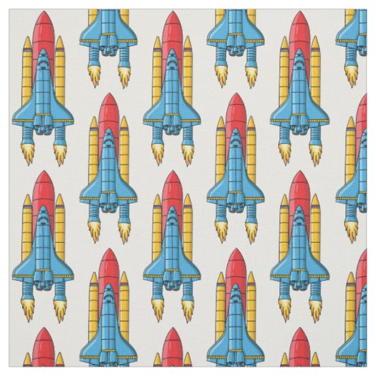 ロケット船の漫画イラストレーション ファブリック (見本)