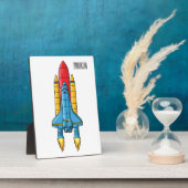 ロケット船の漫画イラストレーション フォトプラーク (側面)