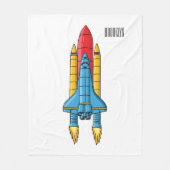 ロケット船の漫画イラストレーション フリースブランケット (正面)