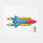 ロケット船の漫画イラストレーション フリースブランケット (正面(横))