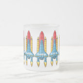ロケット船の漫画イラストレーション フロストグラスマグカップ (中央)