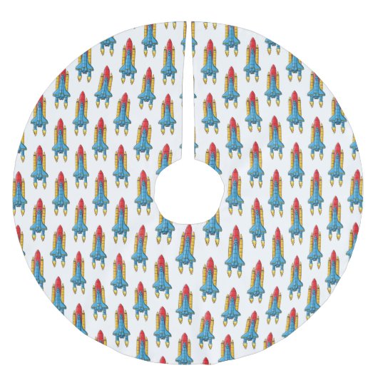 ロケット船の漫画イラストレーション ブラッシュドポリエステルツリースカート (正面)