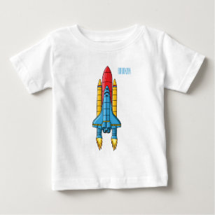ロケット船の漫画イラストレーション ベビーTシャツ