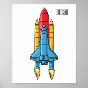 ロケット船の漫画イラストレーション ポスター