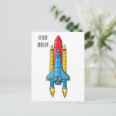 ロケット船の漫画イラストレーション ポストカード (スタンド正面)