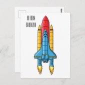 ロケット船の漫画イラストレーション ポストカード (正面/裏面)