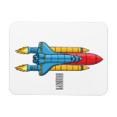 ロケット船の漫画イラストレーション マグネット (横)