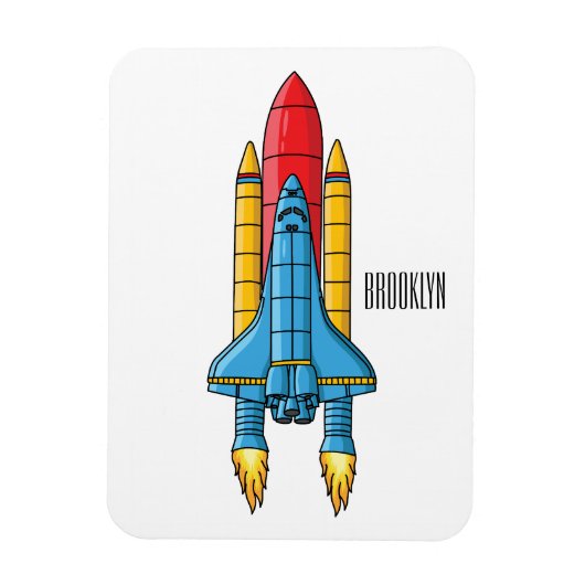 ロケット船の漫画イラストレーション マグネット (縦)