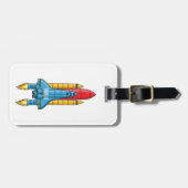 ロケット船の漫画イラストレーション ラゲッジタグ (正面横)