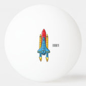 ロケット船の漫画イラストレーション 卓球ボール (裏面)