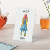 ロケット船の漫画イラストレーション 台座サイン (インサイチュ)