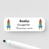 ロケット船の漫画イラストレーション 名札 (インサイチュ)