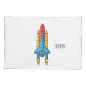 ロケット船の漫画イラストレーション 枕カバー (裏面)