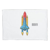 ロケット船の漫画イラストレーション 枕カバー (正面)