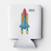 ロケット船の漫画イラストレーション 缶クーラー (裏面)