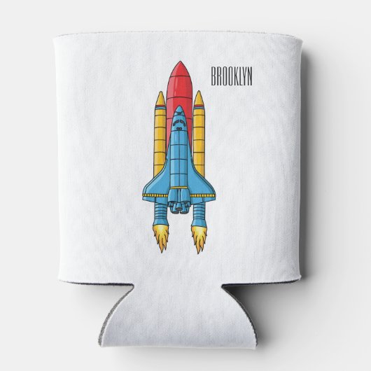 ロケット船の漫画イラストレーション 缶クーラー (裏面)