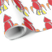 ロケット船の漫画巻き紙 ラッピングペーパー (ロールコーナー)