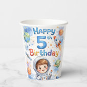 ロケット船の誕生日　宇宙　惑星　少年　星 紙コップ (裏面)