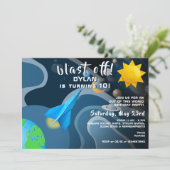 ロケット船スターズ宇宙折り紙誕生日 招待状 (スタンド正面)