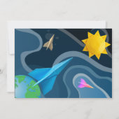 ロケット船スターズ宇宙折り紙誕生日 招待状 (裏面)