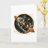 ロケット船フランスのブルドッグ飛行士 カード (黄色い花)