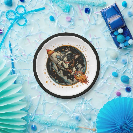 ロケット船フランスのブルドッグ飛行士 ペーパープレート (パーティー)