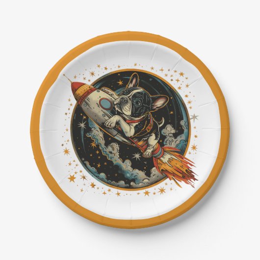 ロケット船フランスのブルドッグ飛行士 ペーパープレート (正面)