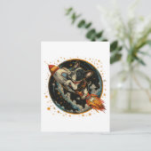 ロケット船フランスのブルドッグ飛行士 ポストカード (スタンド正面)