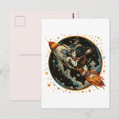 ロケット船フランスのブルドッグ飛行士 ポストカード (正面/裏面)