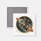 ロケット船フランスのブルドッグ飛行士 マグネット (正面/裏面)