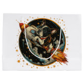 ロケット船フランスのブルドッグ飛行士 ラージペーパーバッグ (裏面)