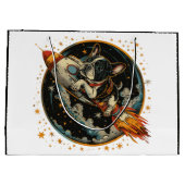 ロケット船フランスのブルドッグ飛行士 ラージペーパーバッグ (裏面)