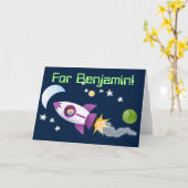 ロケット船マンガイラストレーション カード (黄色い花)