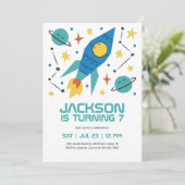 ロケット船外空間パーティー子供の誕生日 招待状 (スタンド正面)